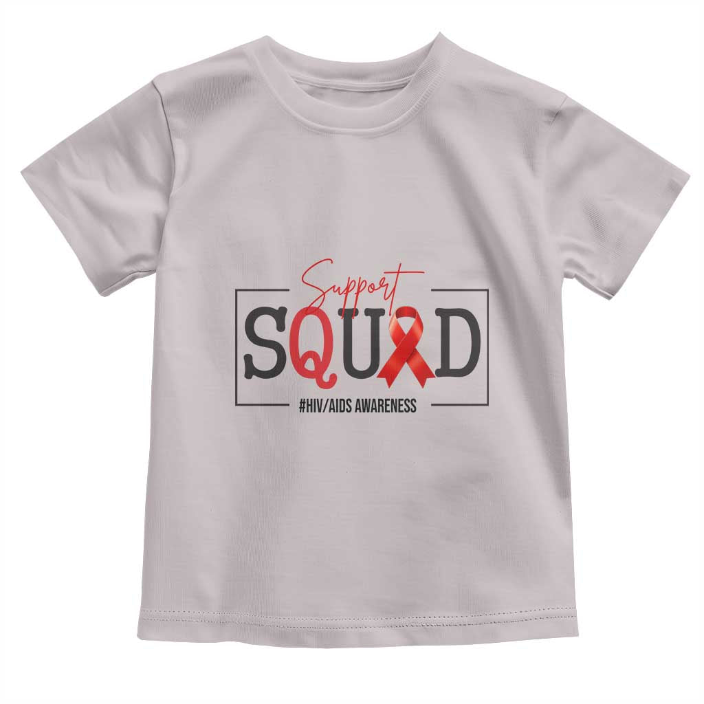 Support Squad Red Ribbon HIV AIDS Awareness Month Gift Toddler T Shirt - Wonder Print Shop
