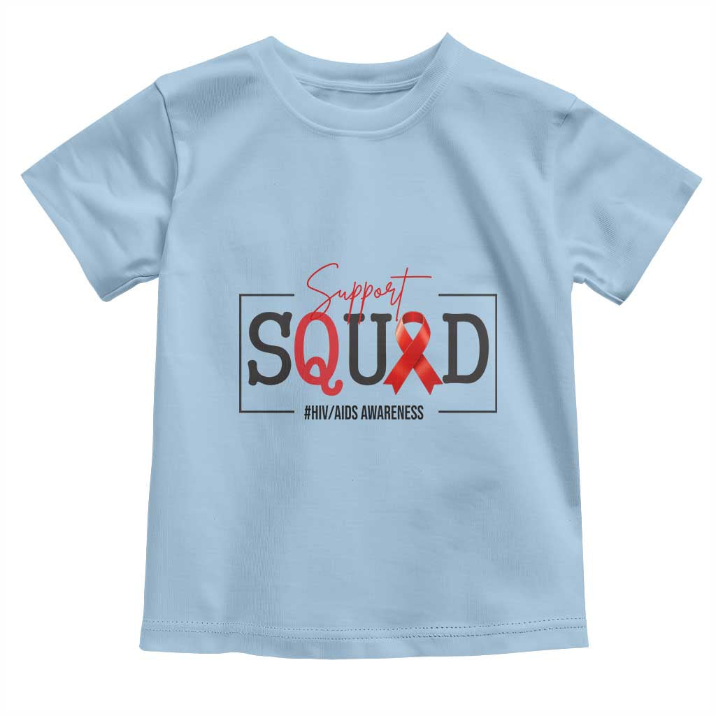 Support Squad Red Ribbon HIV AIDS Awareness Month Gift Toddler T Shirt - Wonder Print Shop
