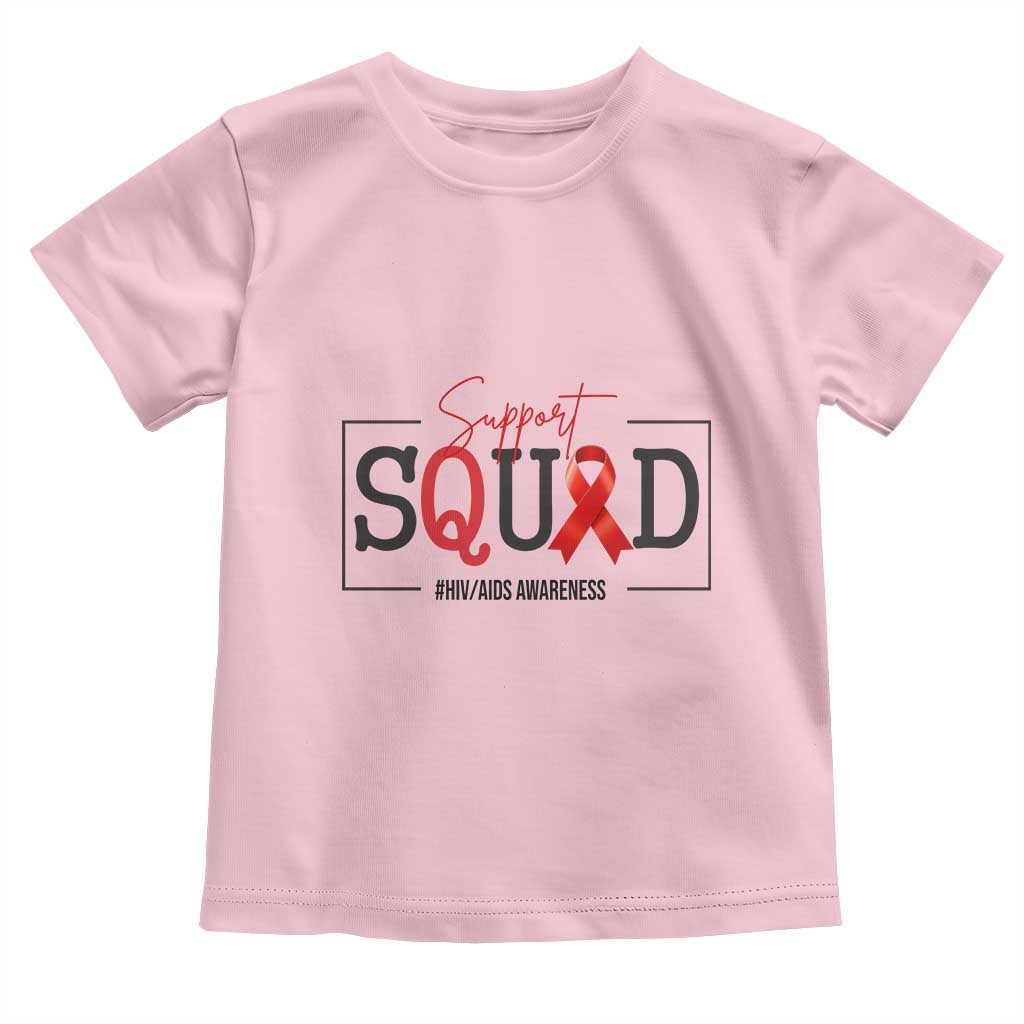 Support Squad Red Ribbon HIV AIDS Awareness Month Gift Toddler T Shirt - Wonder Print Shop