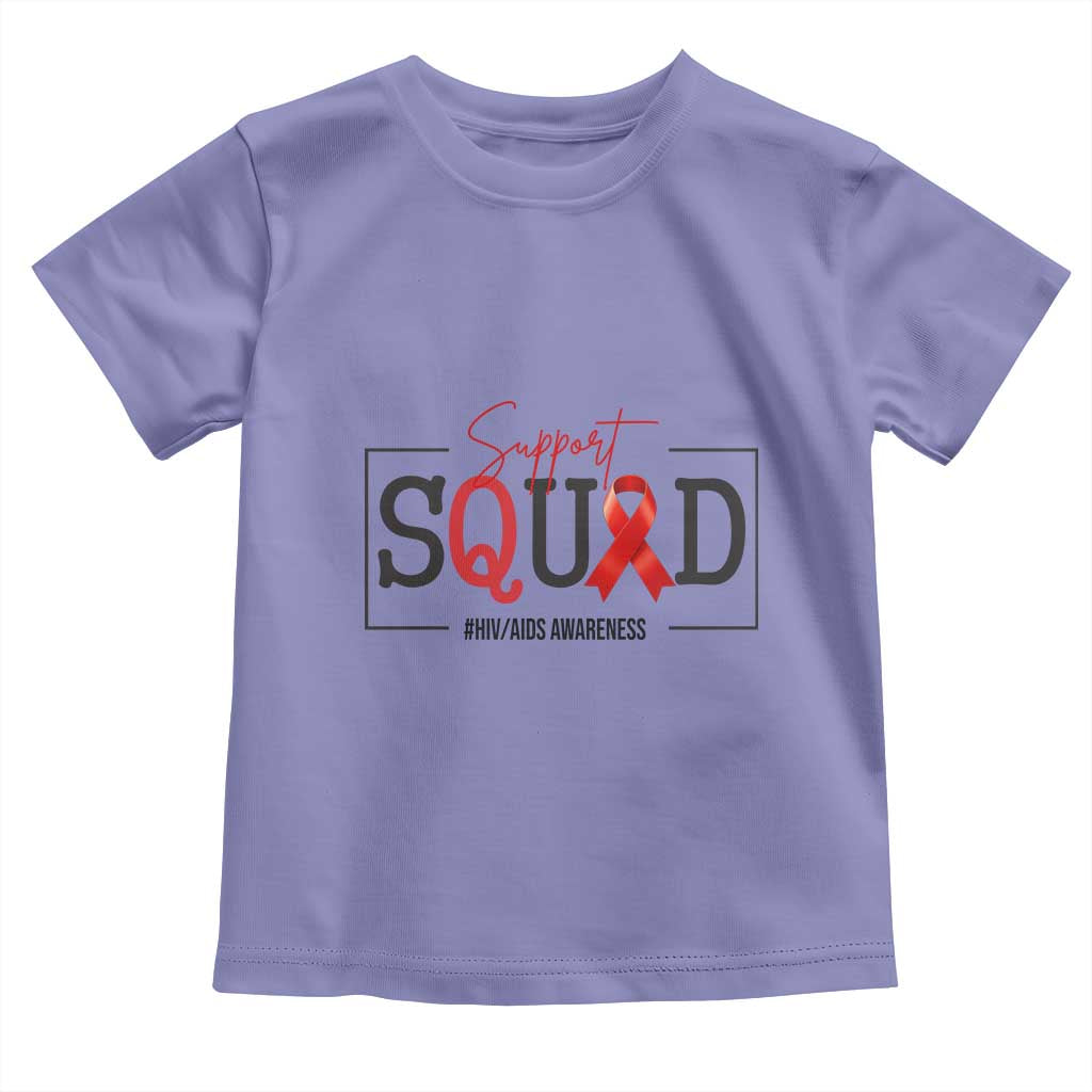 Support Squad Red Ribbon HIV AIDS Awareness Month Gift Toddler T Shirt - Wonder Print Shop