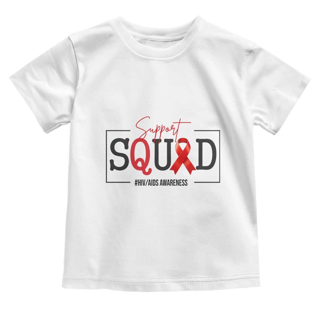 Support Squad Red Ribbon HIV AIDS Awareness Month Gift Toddler T Shirt - Wonder Print Shop