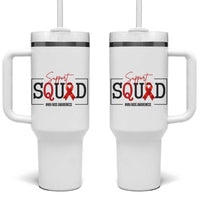 Support Squad Red Ribbon HIV AIDS Awareness Month Gift Tumbler With Handle - Wonder Print Shop