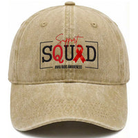 Support Squad Red Ribbon HIV AIDS Awareness Month Gift Washed Cotton Baseball Cap