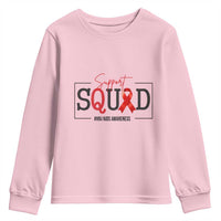 Support Squad Red Ribbon HIV AIDS Awareness Month Gift Youth Sweatshirt - Wonder Print Shop