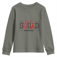 Support Squad Red Ribbon HIV AIDS Awareness Month Gift Youth Sweatshirt - Wonder Print Shop