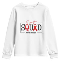 Support Squad Red Ribbon HIV AIDS Awareness Month Gift Youth Sweatshirt - Wonder Print Shop