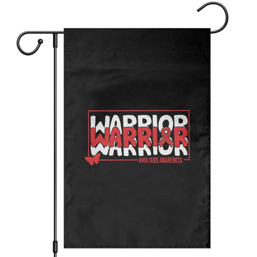 HIV Awareness Warrior Garden Flag Red Ribbon Fighter Gift - Wonder Print Shop