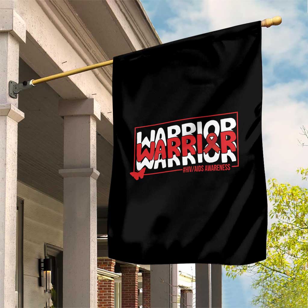 HIV Awareness Warrior Garden Flag Red Ribbon Fighter Gift - Wonder Print Shop