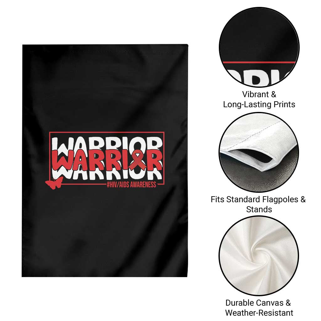 HIV Awareness Warrior Garden Flag Red Ribbon Fighter Gift - Wonder Print Shop