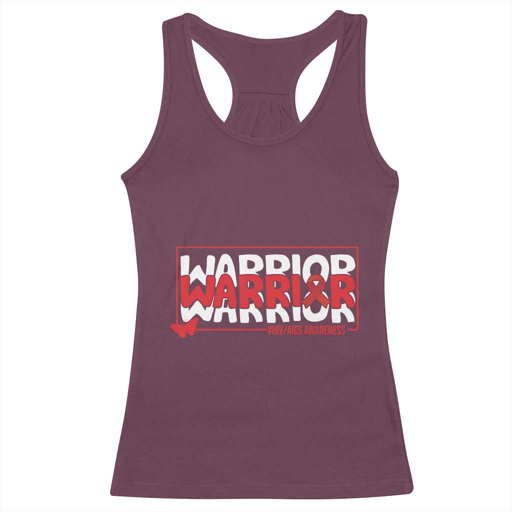 HIV Awareness Warrior Racerback Tank Top Red Ribbon Fighter Gift - Wonder Print Shop