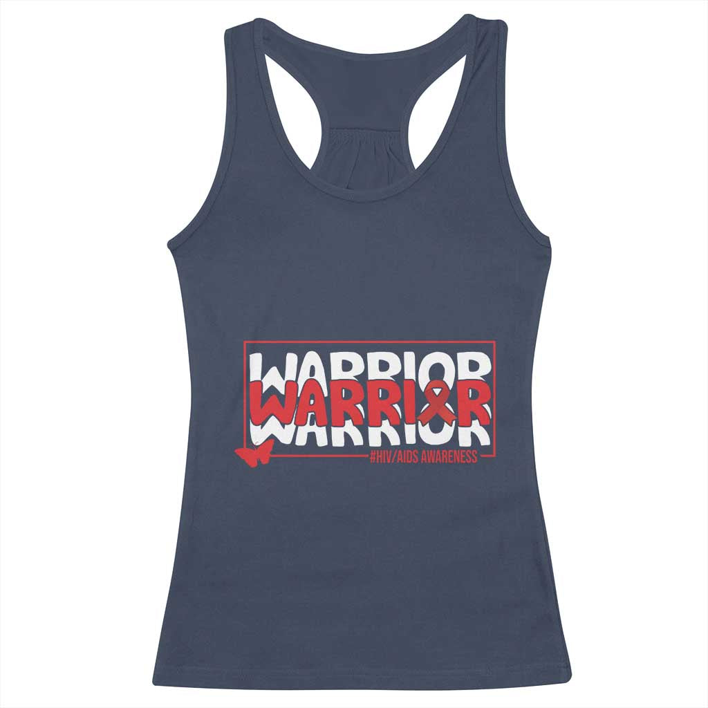 HIV Awareness Warrior Racerback Tank Top Red Ribbon Fighter Gift - Wonder Print Shop
