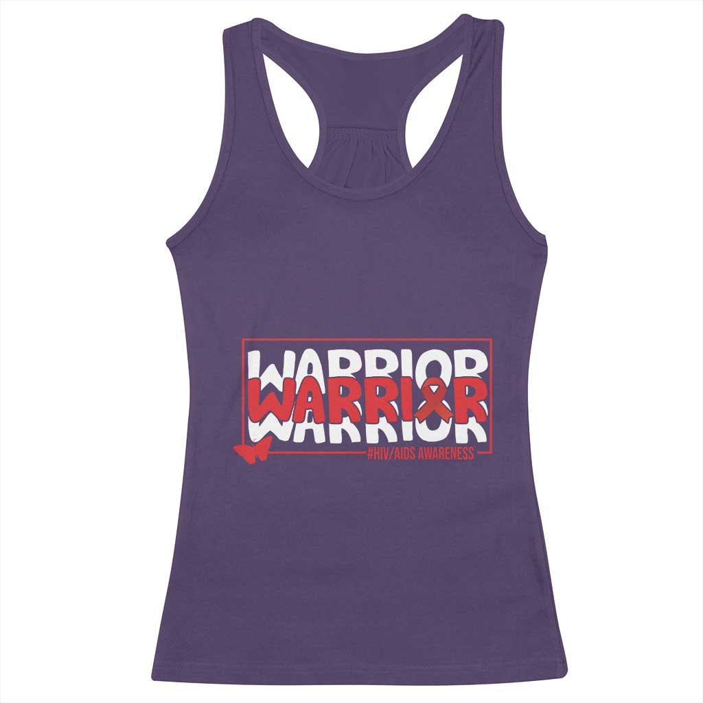 HIV Awareness Warrior Racerback Tank Top Red Ribbon Fighter Gift - Wonder Print Shop