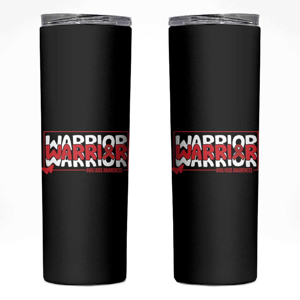 HIV Awareness Warrior Skinny Tumbler Red Ribbon Fighter Gift - Wonder Print Shop