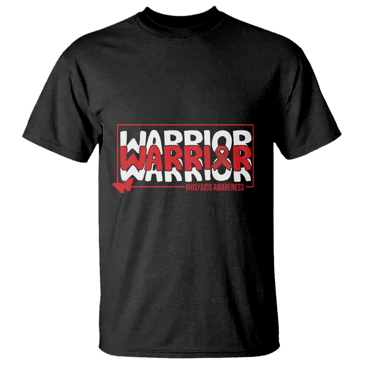 HIV Awareness Warrior T Shirt Red Ribbon Fighter Gift - Wonder Print Shop