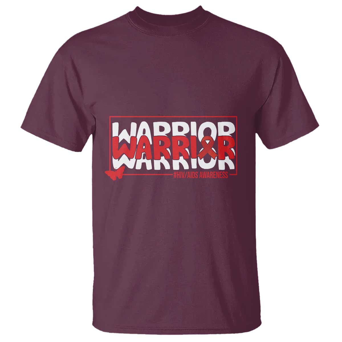 HIV Awareness Warrior T Shirt Red Ribbon Fighter Gift - Wonder Print Shop