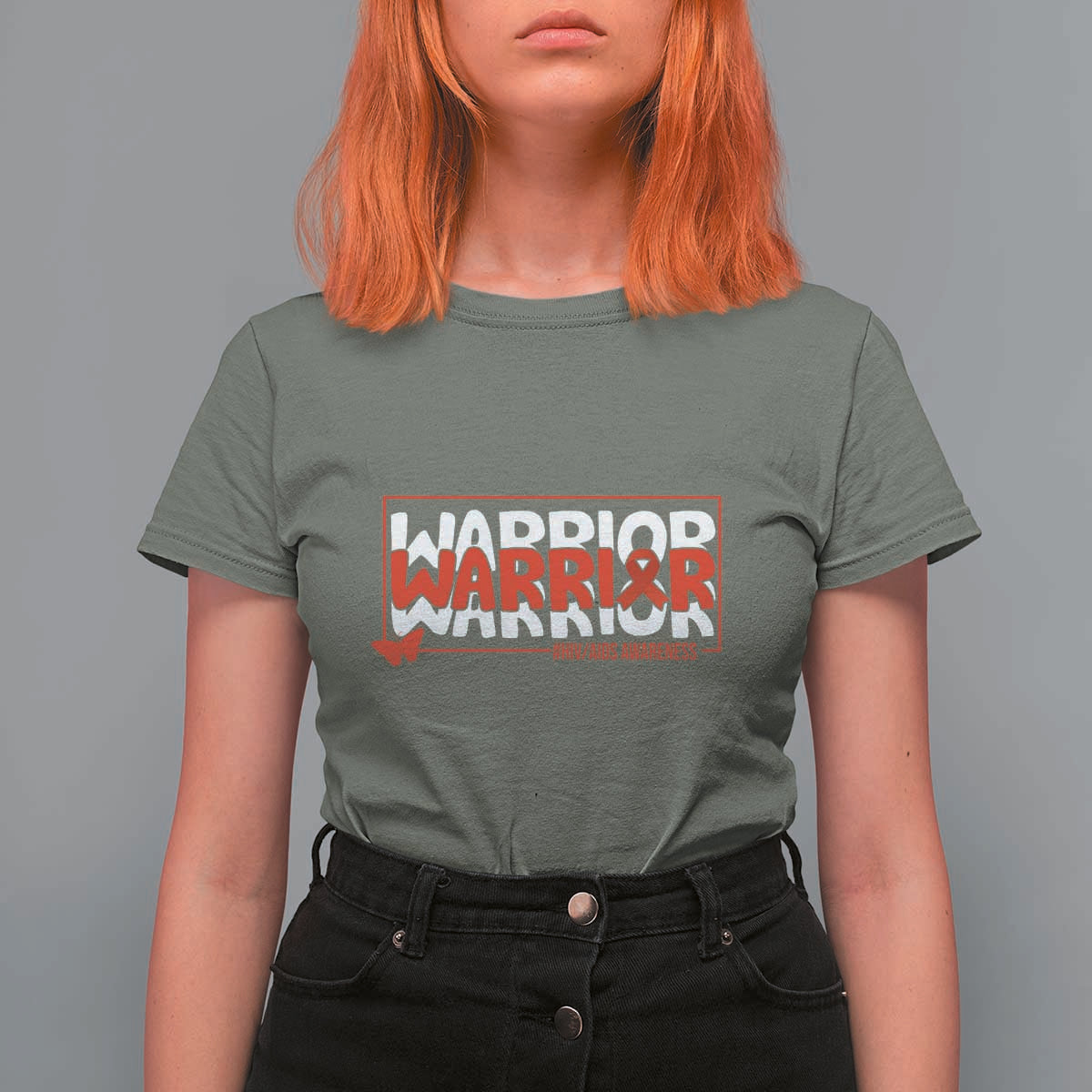 HIV Awareness Warrior T Shirt For Women Red Ribbon Fighter Gift - Wonder Print Shop