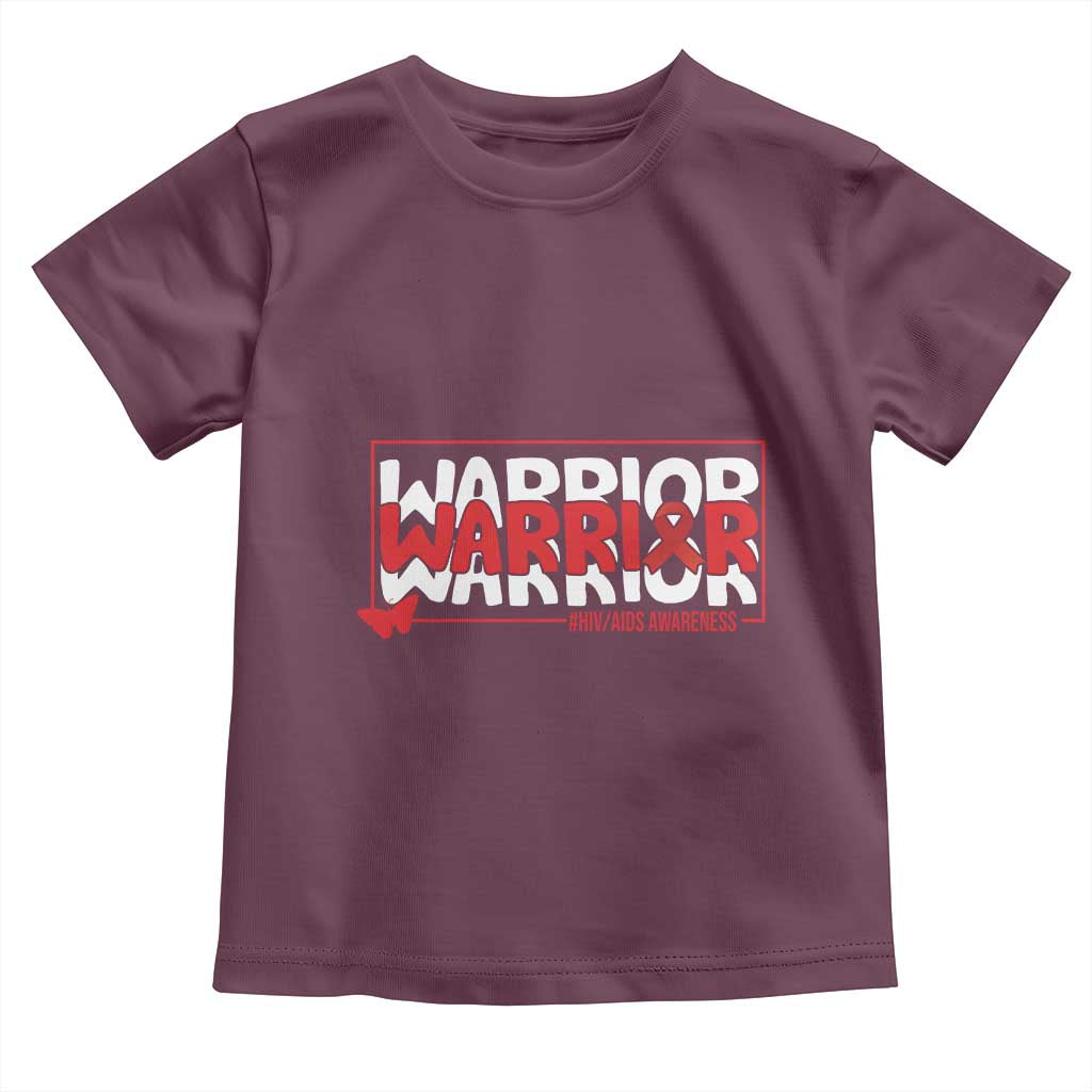 HIV Awareness Warrior Toddler T Shirt Red Ribbon Fighter Gift - Wonder Print Shop