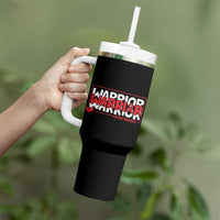 HIV Awareness Warrior Tumbler With Handle Red Ribbon Fighter Gift - Wonder Print Shop