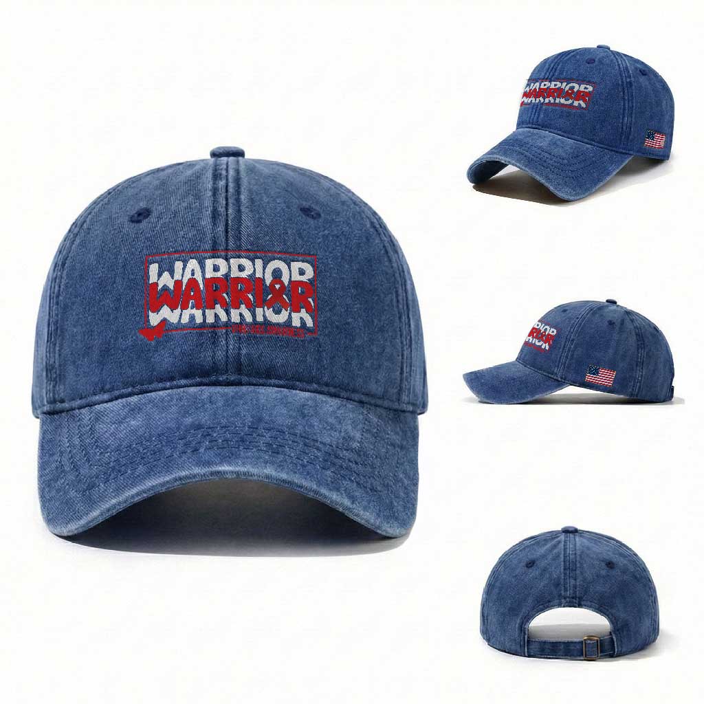 HIV Awareness Warrior Washed Cotton Baseball Cap Red Ribbon Fighter Gift