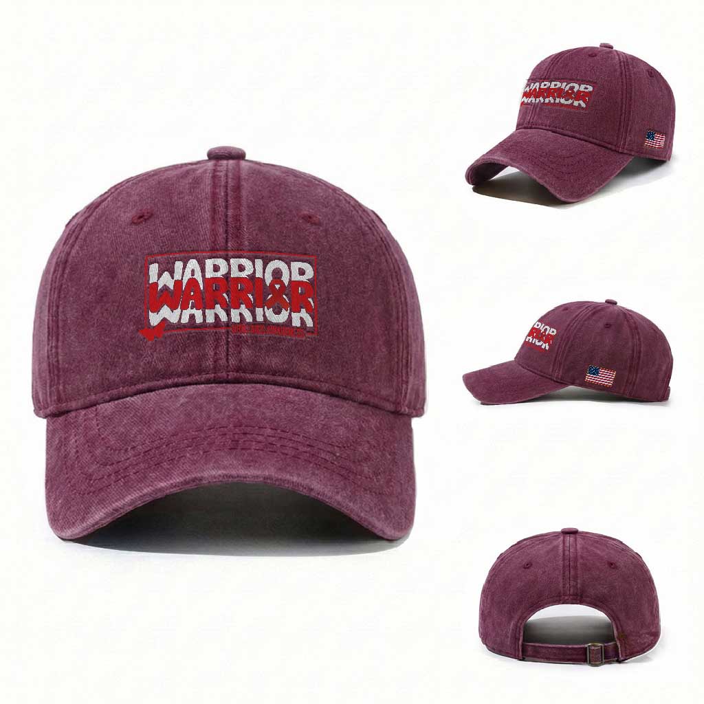 HIV Awareness Warrior Washed Cotton Baseball Cap Red Ribbon Fighter Gift