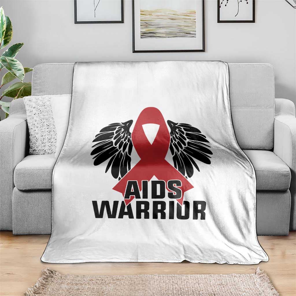 Aids Warrior Throw Blanket Red Ribbon HIV Awareness Gift - Wonder Print Shop