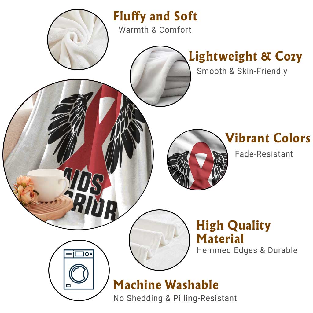 Aids Warrior Throw Blanket Red Ribbon HIV Awareness Gift - Wonder Print Shop