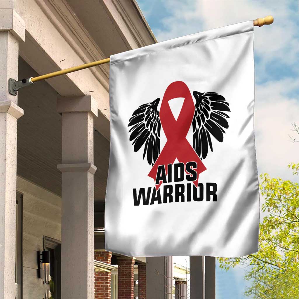 Aids Warrior Garden Flag Red Ribbon HIV Awareness Gift - Wonder Print Shop