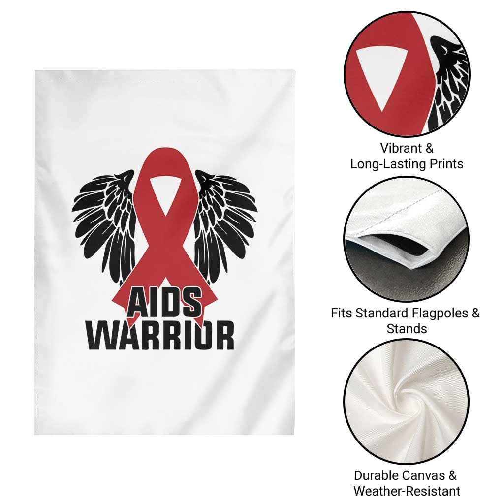 Aids Warrior Garden Flag Red Ribbon HIV Awareness Gift - Wonder Print Shop
