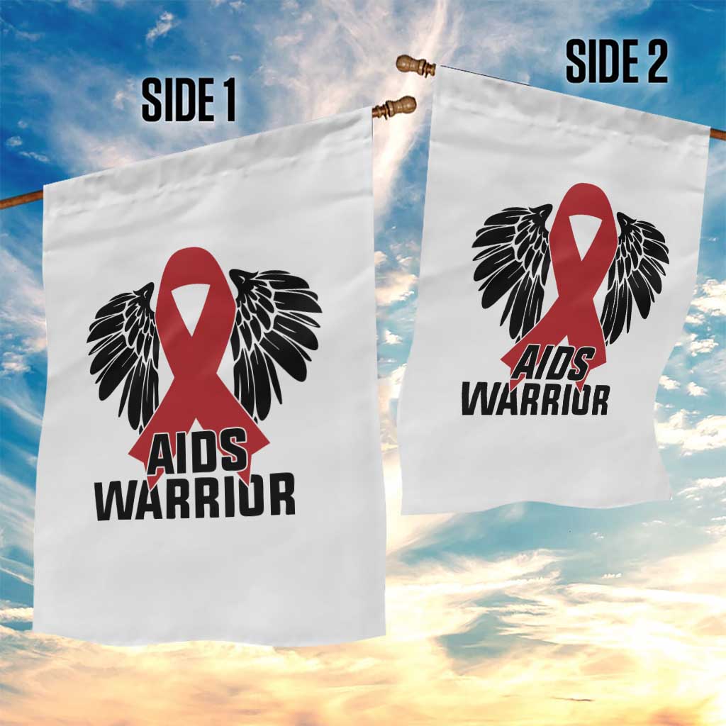 Aids Warrior Garden Flag Red Ribbon HIV Awareness Gift - Wonder Print Shop