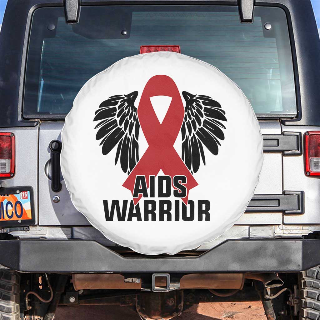 Aids Warrior Spare Tire Cover Red Ribbon HIV Awareness Gift - Wonder Print Shop
