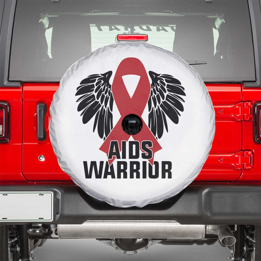 Aids Warrior Spare Tire Cover Red Ribbon HIV Awareness Gift - Wonder Print Shop
