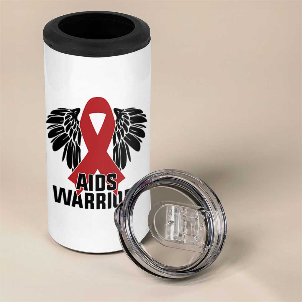 Aids Warrior 4 in 1 Can Cooler Tumbler Red Ribbon HIV Awareness Gift - Wonder Print Shop
