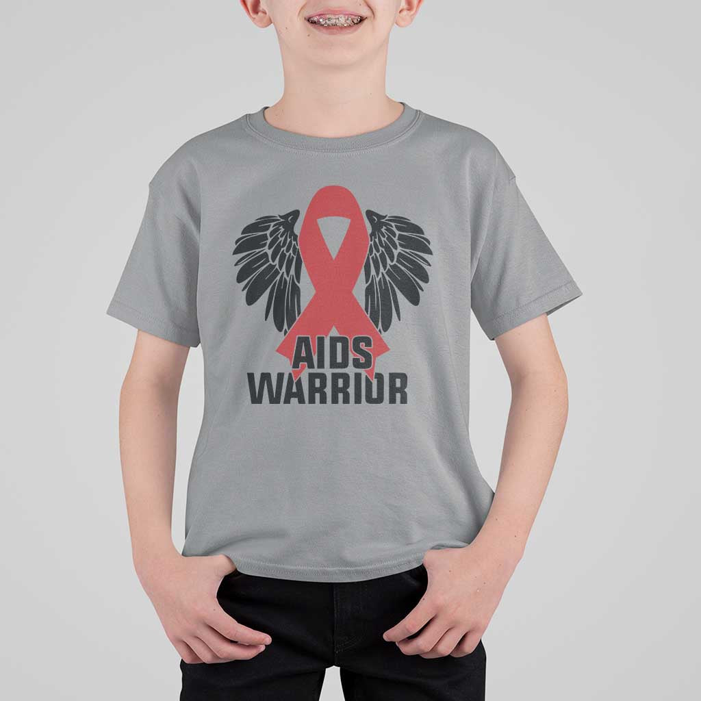 Aids Warrior T Shirt For Kid Red Ribbon HIV Awareness Gift - Wonder Print Shop