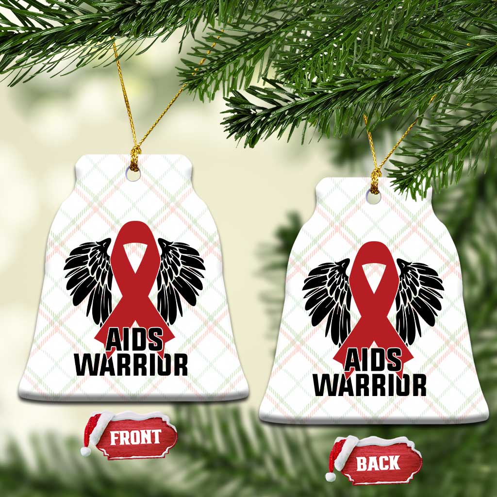 Aids Warrior Ceramic Ornament Red Ribbon HIV Awareness Gift - Wonder Print Shop