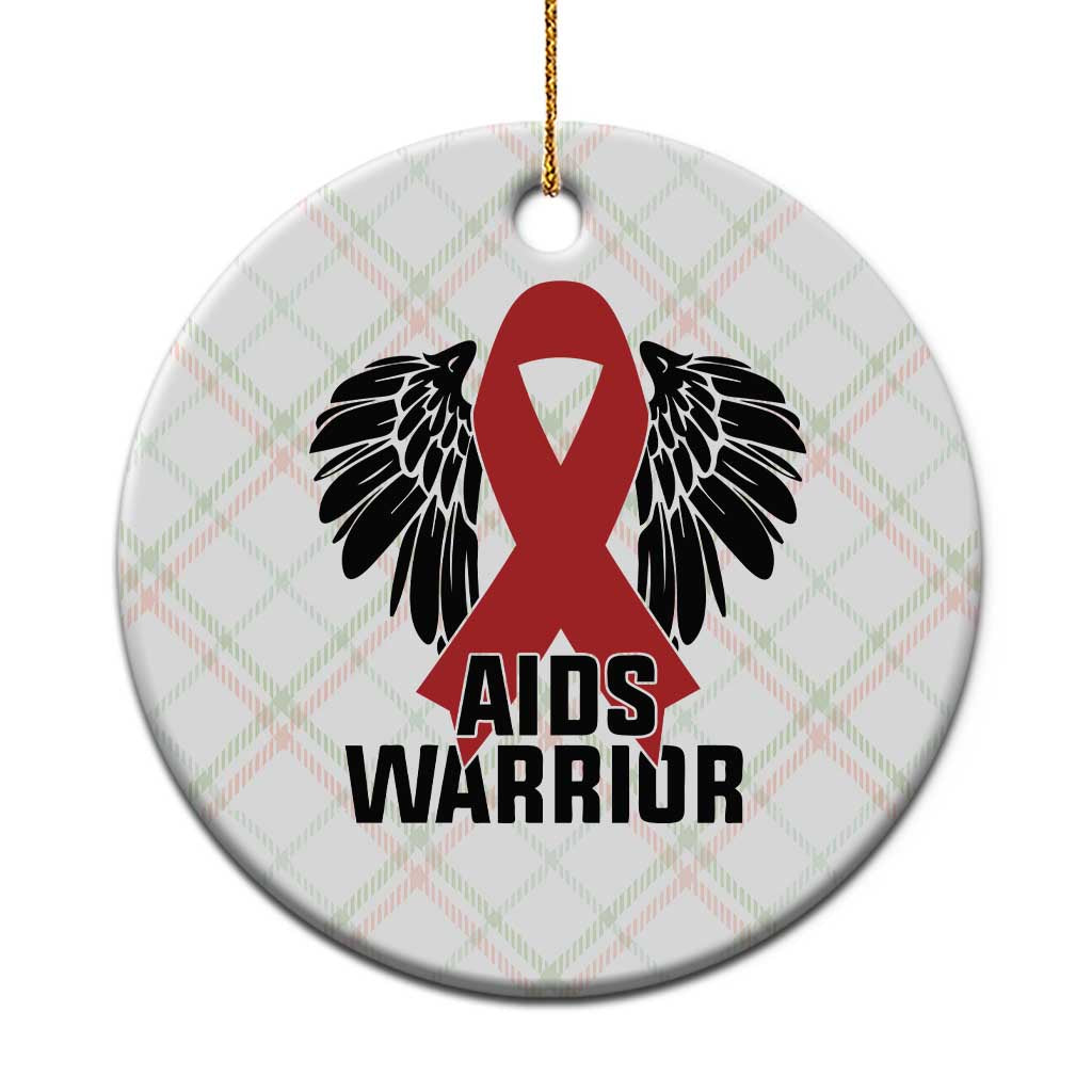 Aids Warrior Ceramic Ornament Red Ribbon HIV Awareness Gift - Wonder Print Shop