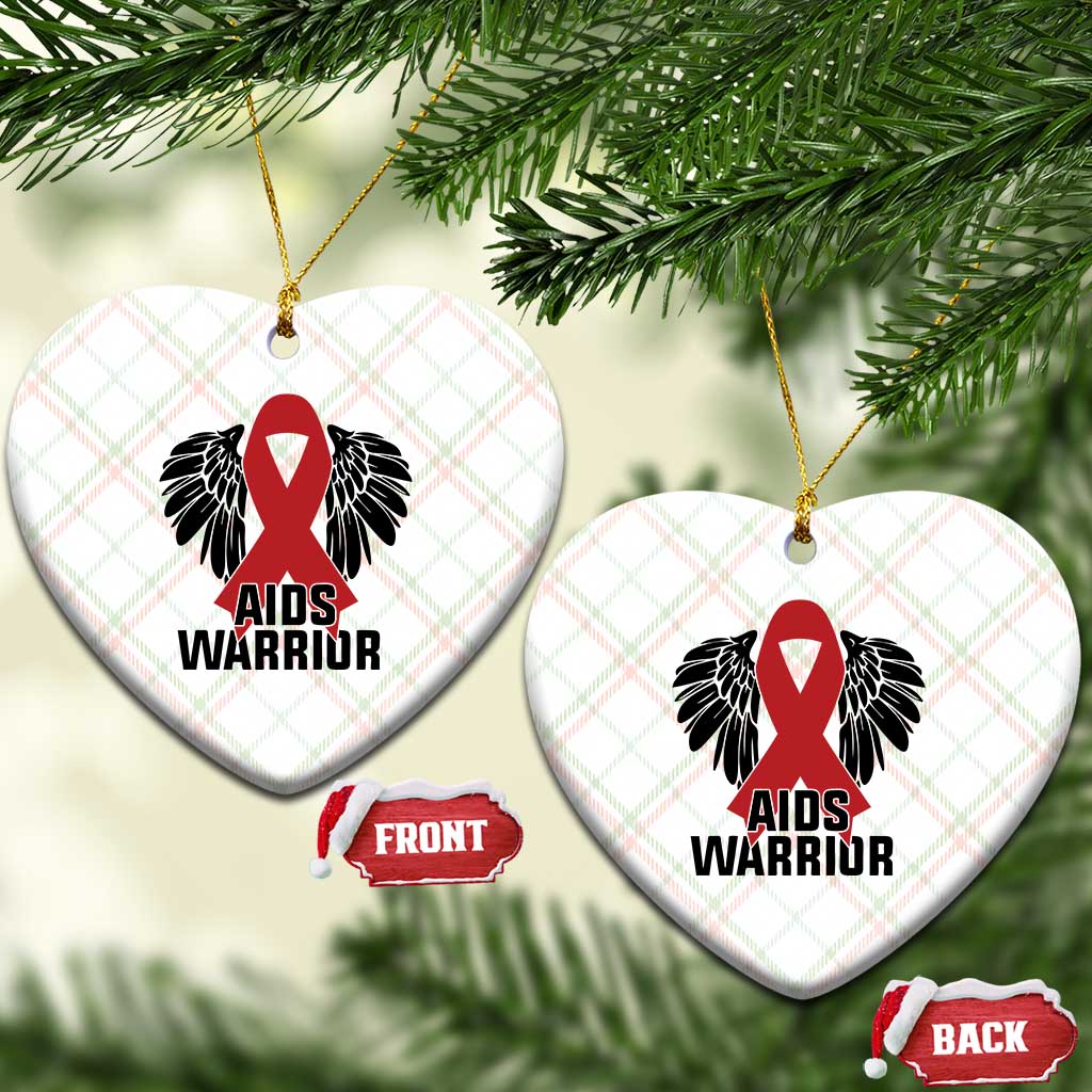 Aids Warrior Ceramic Ornament Red Ribbon HIV Awareness Gift - Wonder Print Shop