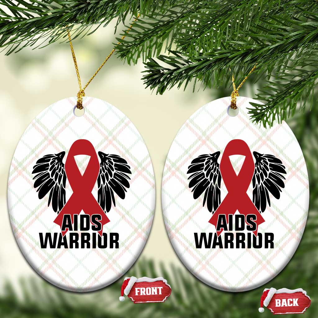 Aids Warrior Ceramic Ornament Red Ribbon HIV Awareness Gift - Wonder Print Shop