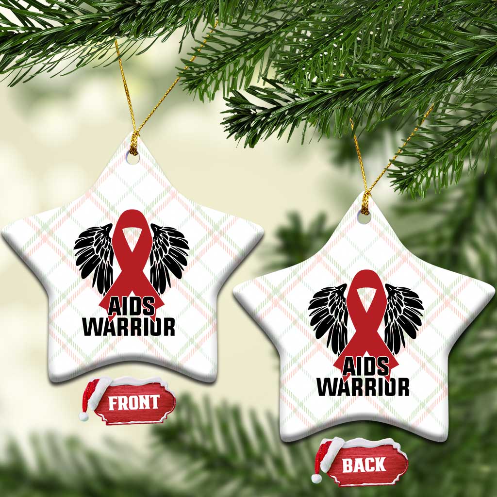 Aids Warrior Ceramic Ornament Red Ribbon HIV Awareness Gift - Wonder Print Shop