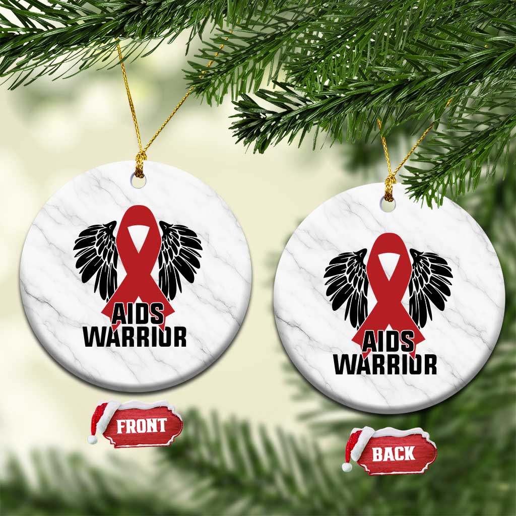 Aids Warrior Ceramic Ornament Red Ribbon HIV Awareness Gift - Wonder Print Shop