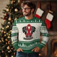 Aids Warrior Ugly Christmas Sweater Red Ribbon HIV Awareness Gift - Wonder Print Shop
