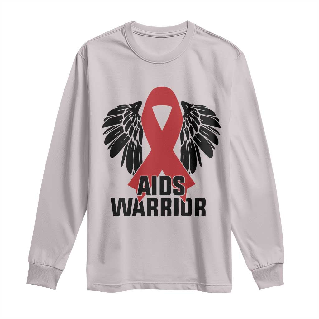 Aids Warrior Long Sleeve Shirt Red Ribbon HIV Awareness Gift - Wonder Print Shop