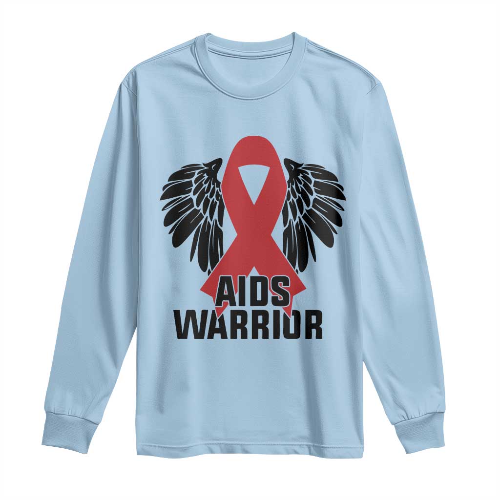 Aids Warrior Long Sleeve Shirt Red Ribbon HIV Awareness Gift - Wonder Print Shop