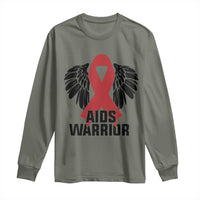Aids Warrior Long Sleeve Shirt Red Ribbon HIV Awareness Gift - Wonder Print Shop