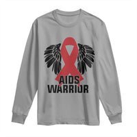 Aids Warrior Long Sleeve Shirt Red Ribbon HIV Awareness Gift - Wonder Print Shop