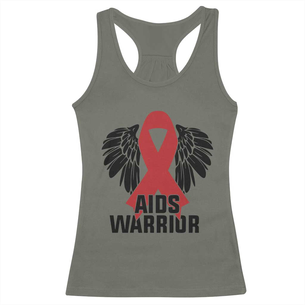 Aids Warrior Racerback Tank Top Red Ribbon HIV Awareness Gift - Wonder Print Shop