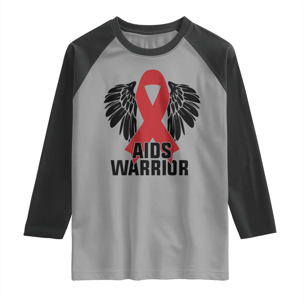 Aids Warrior Raglan Shirt Red Ribbon HIV Awareness Gift - Wonder Print Shop