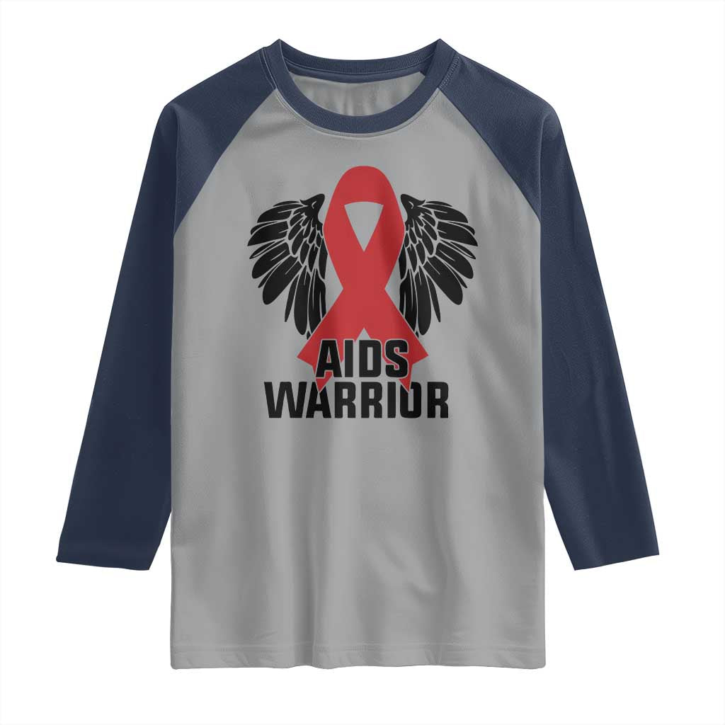 Aids Warrior Raglan Shirt Red Ribbon HIV Awareness Gift - Wonder Print Shop