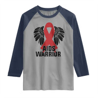Aids Warrior Raglan Shirt Red Ribbon HIV Awareness Gift - Wonder Print Shop