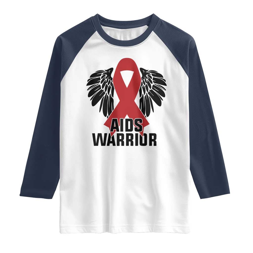 Aids Warrior Raglan Shirt Red Ribbon HIV Awareness Gift - Wonder Print Shop