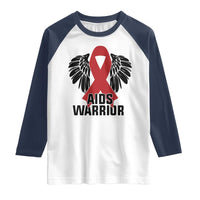 Aids Warrior Raglan Shirt Red Ribbon HIV Awareness Gift - Wonder Print Shop